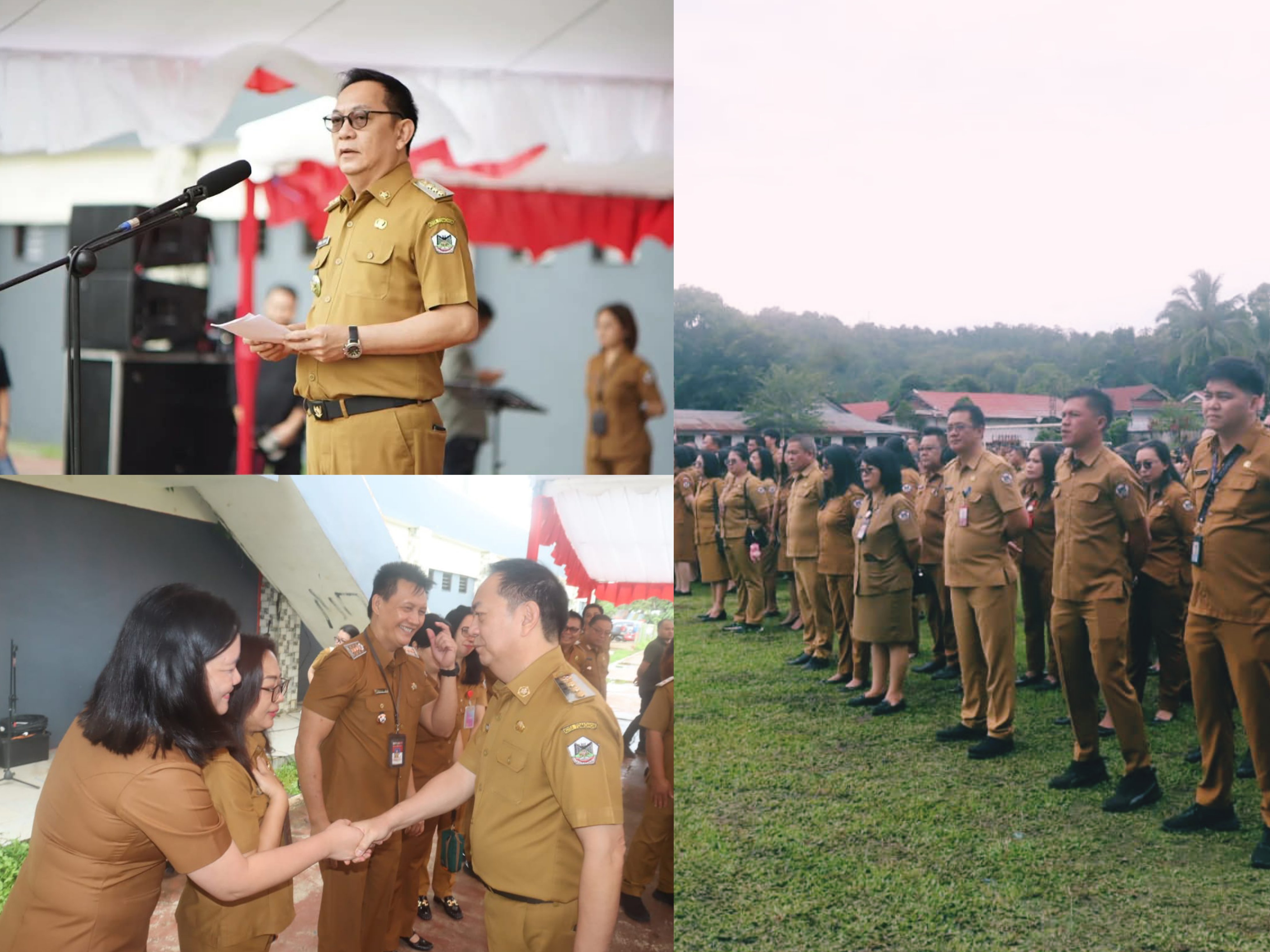 FOKUS:  Wali Kota Caroll Senduk SH memimpin pelaksanaan Apel Kerja Perdana Pemkot Tomohon Tahun 2026, di Kompleks Stadion Babe Palar, Senin (5/1). Dok Caroll J A Senduk FB