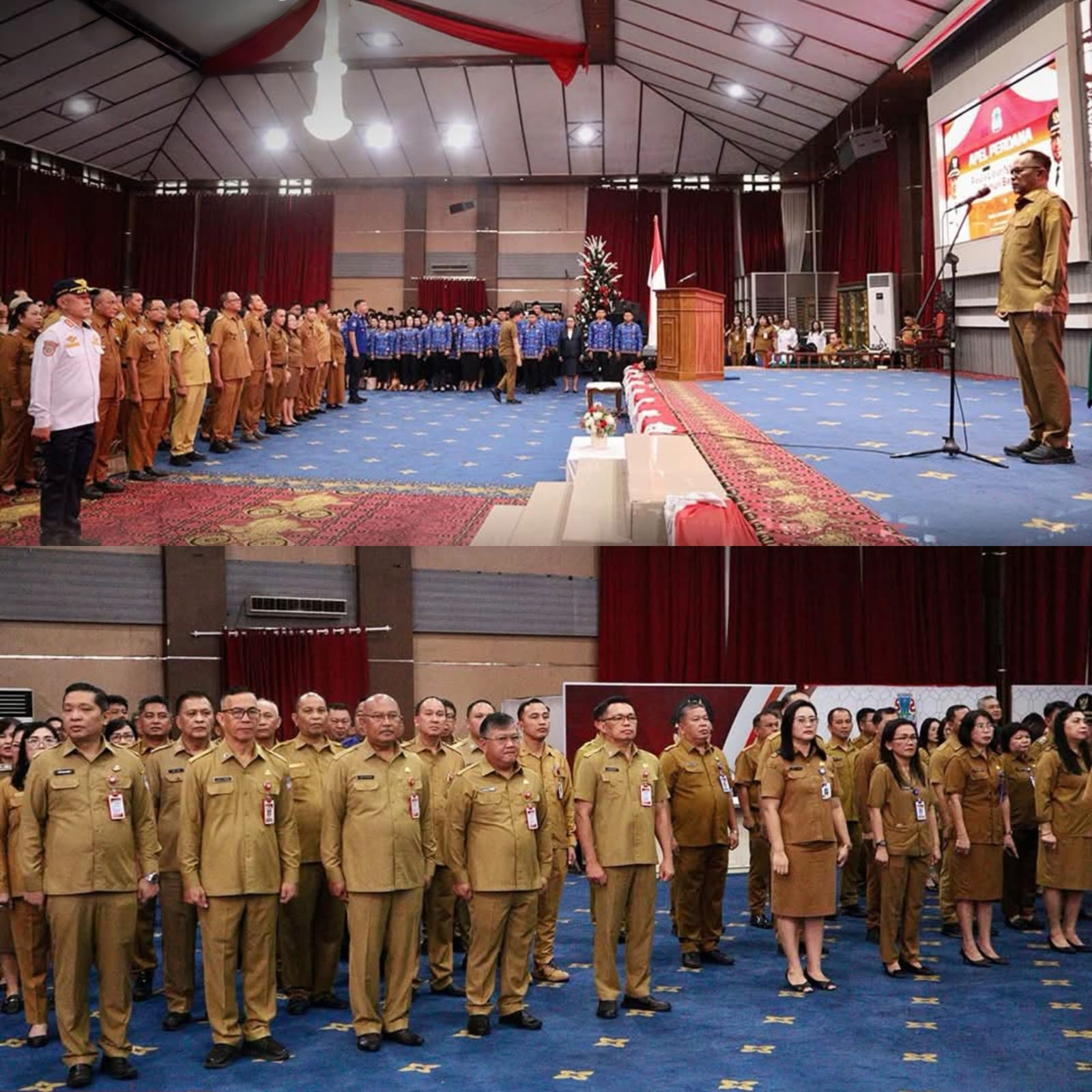 Wakil Wali Kota bersama ASN dan PPPK di lingkungan Pemerintah Kota Manado, Senin (5/1) di Ruang Serbaguna usai apel bersama.