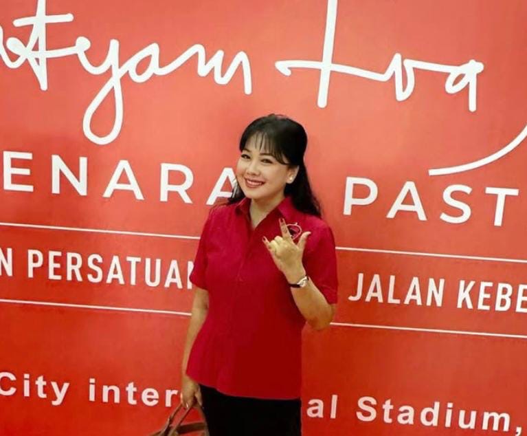 Astrid Kumentas saat hadir dalam Rakernas PDIP pada Juni 2024