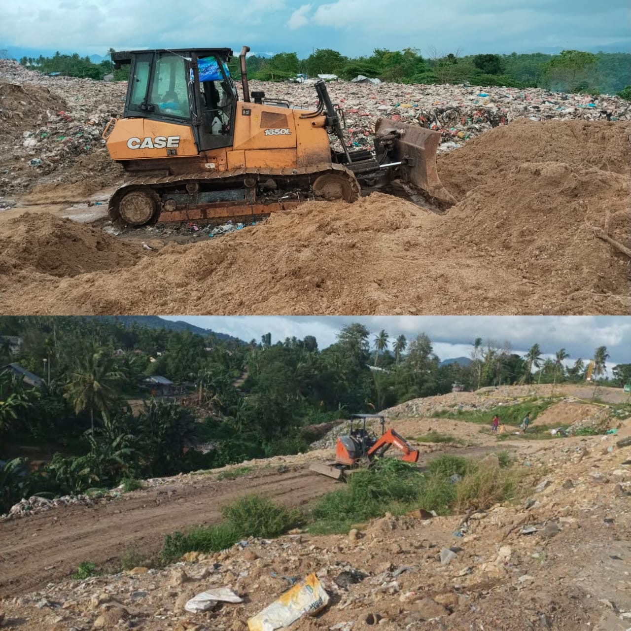 Nampak kondisi Tempat Pembuangan Akhir yang sedang dilakukan proses tutup tanah cegah sampah tak mennggunung.