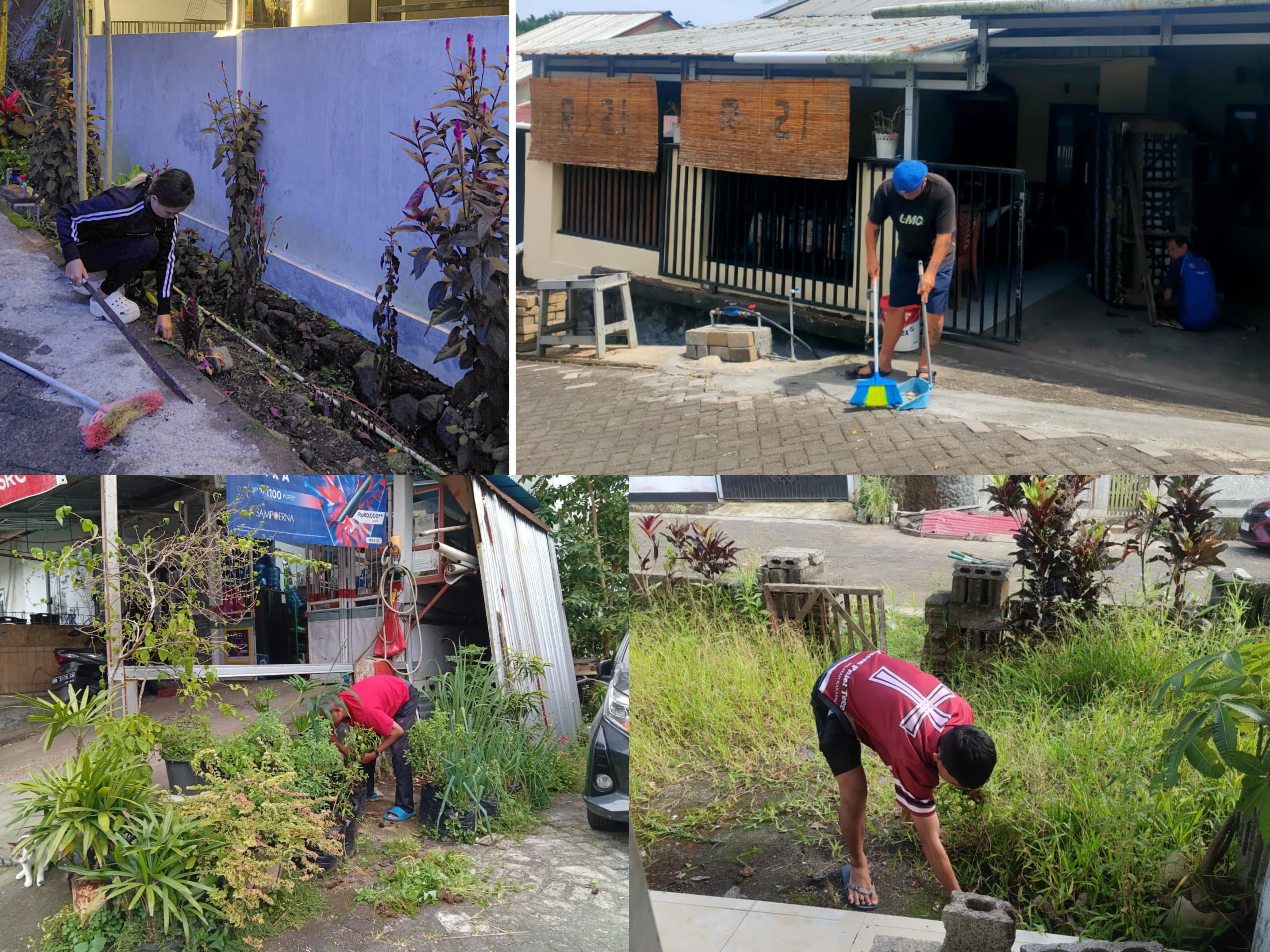 DUKUNG PENUH: Tampak masyarakat dan perangkat Kelurahan Lansot lebih khusus di Kompleks Perum Griya II, gencar melakukan program bersih lingkungan dan menata lingkungan, sambut HUT ke-23 Kota Tomohon.