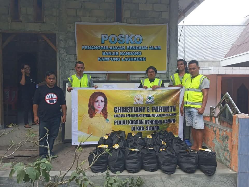 PEDULI: Bantuan kemanusiaan bagi korban banjir bandang di Kabupaten Kepulauan Sitaro, terus disalurkan Anggota DPR RI Christiany Eugenia Paruntu.