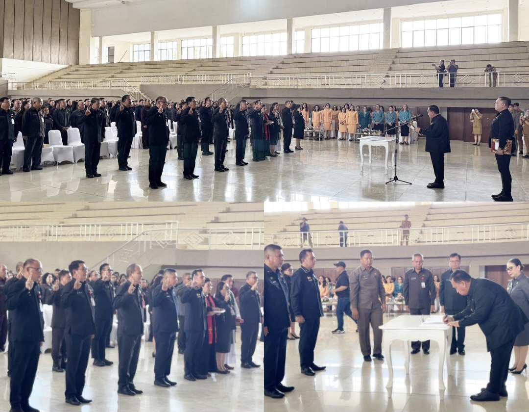 PELANTIKAN: Suasana pelantikan Pejabat Eselon II di Lingkup Pemkab Minahasa, digelar di Gedung Wale Ne Tou, Tondano, Senin (26/1/2026).