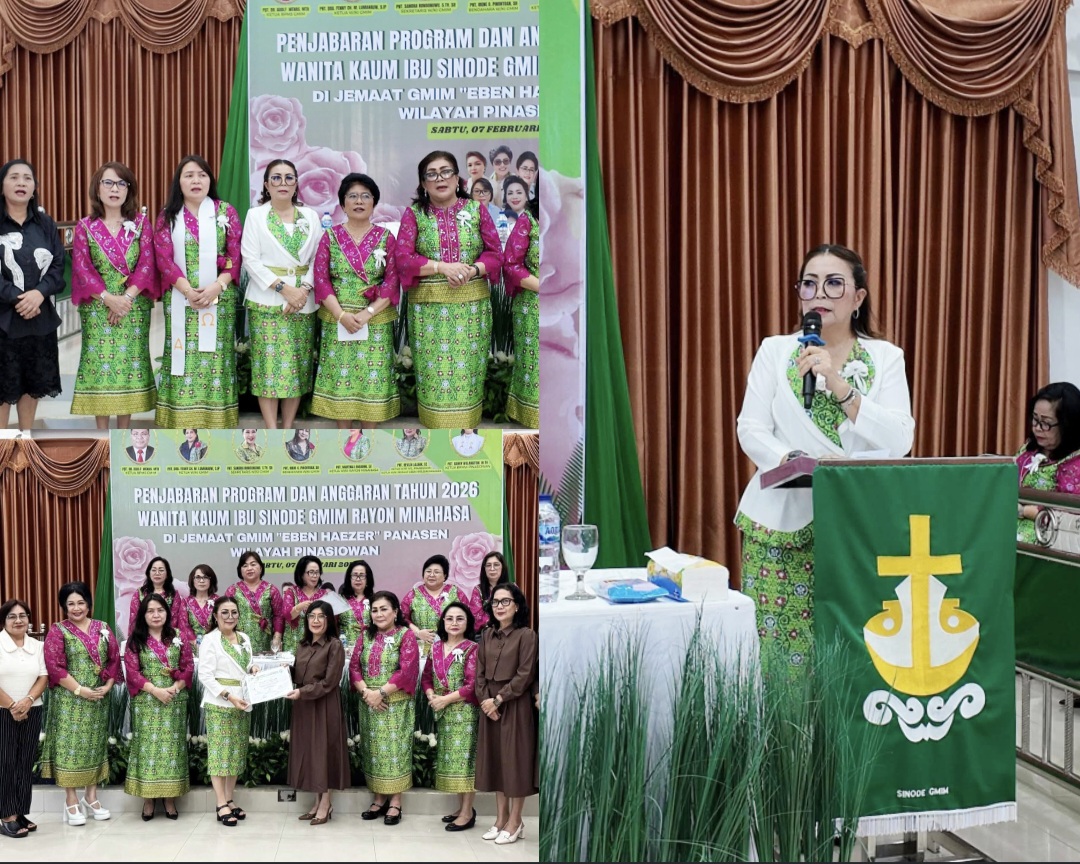 HADIRI: Ketua W/KI Rayon Minahasa Pnt Martina Lengkong hadir pada penjabaran program dan anggaran W/KI Sinode GMIM Tahun 2026, di GMIM Eben Heazer Panasen, Sabtu (7/2/2026).