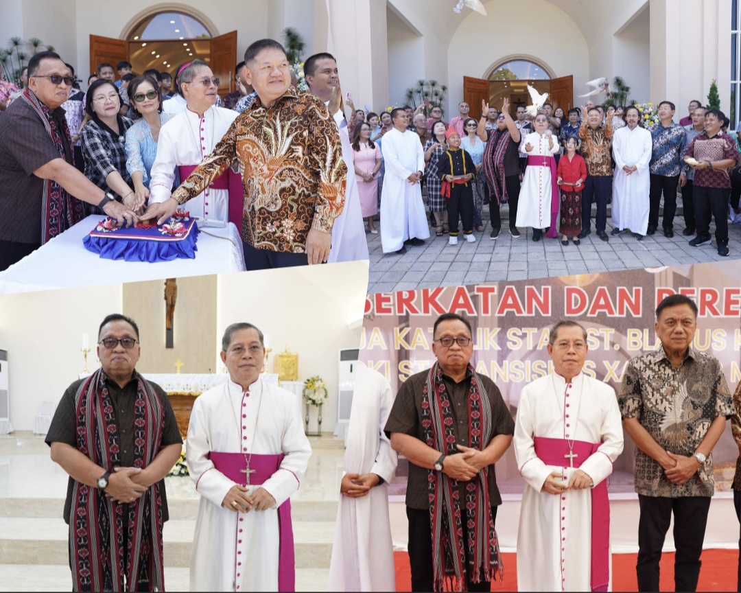 RESMIKAN: Peresmian Gereja Katolik St. Blasius Kalasey, Sabtu (7/2/2026), dihadiri Bupati Minahasa Robby Dondokambey.