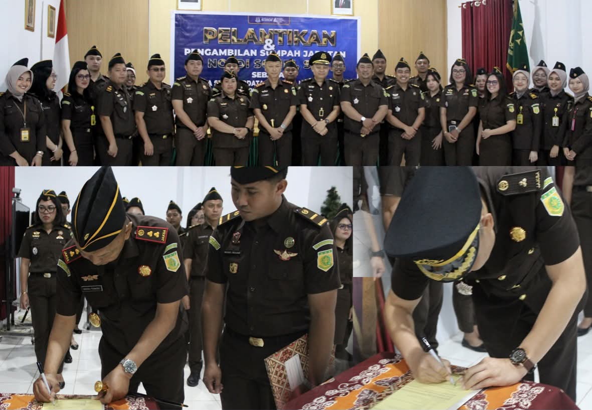 Kajari Bitung Krisna Pramono melantik Kasi Datun Noldi Sompie.(Dok Istimewa)