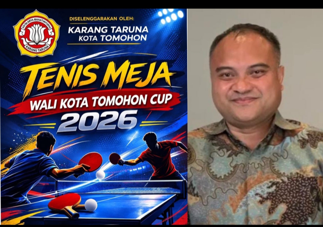 Pelaksanaan Kompetisi Tenis Meja Wali Kota Tomohon Cup siap digelar 6-7 Maret di BPU Kelurahan Lansot, insert foto Ketua Karang Taruna Tomohon Oktavianus Mende SH MKn. Dok istimewa 