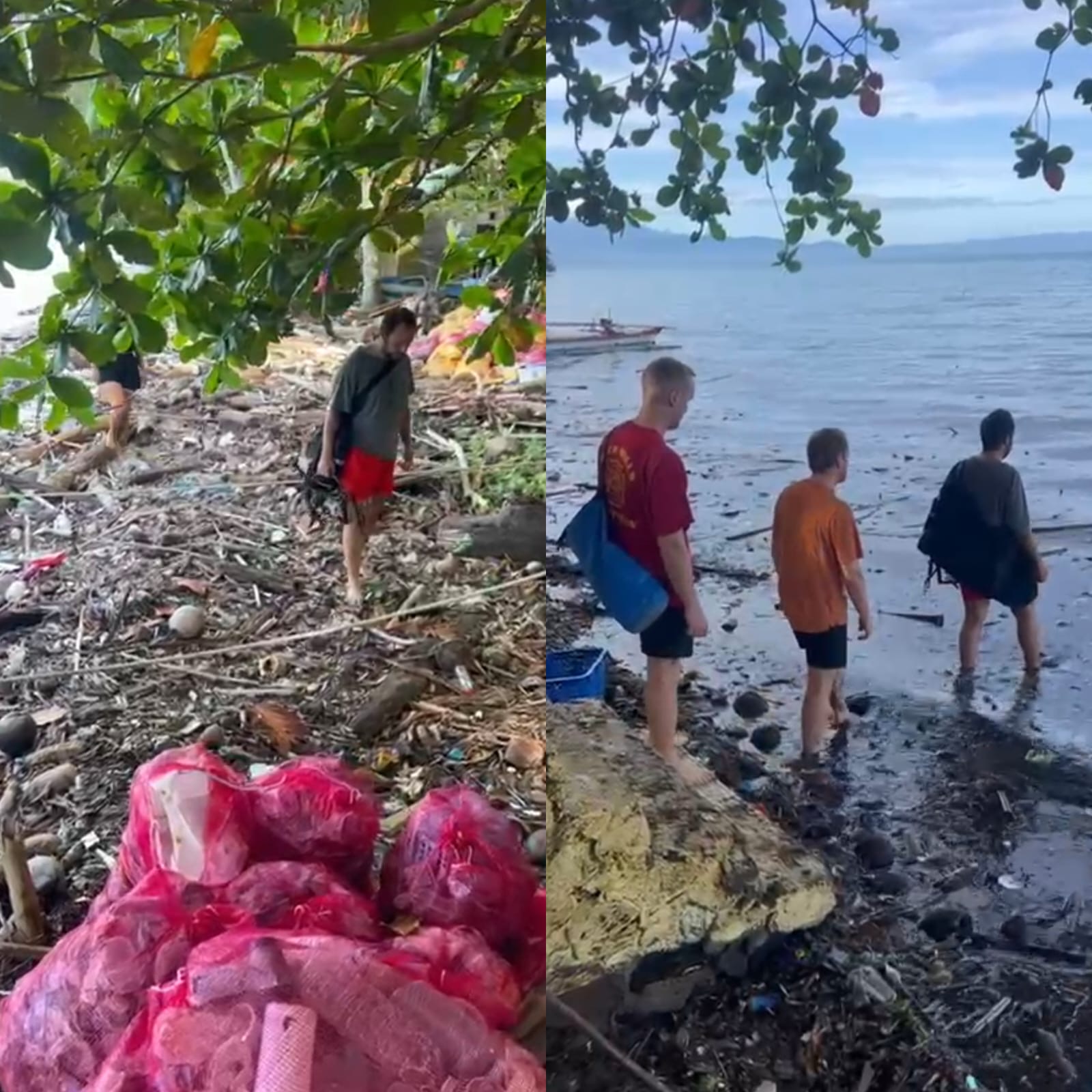 Pemandangan sampah yang terdampar di bibir Pantai Liang, Kepulauan Bunaken yang disaksikan langsung turis mancanegara