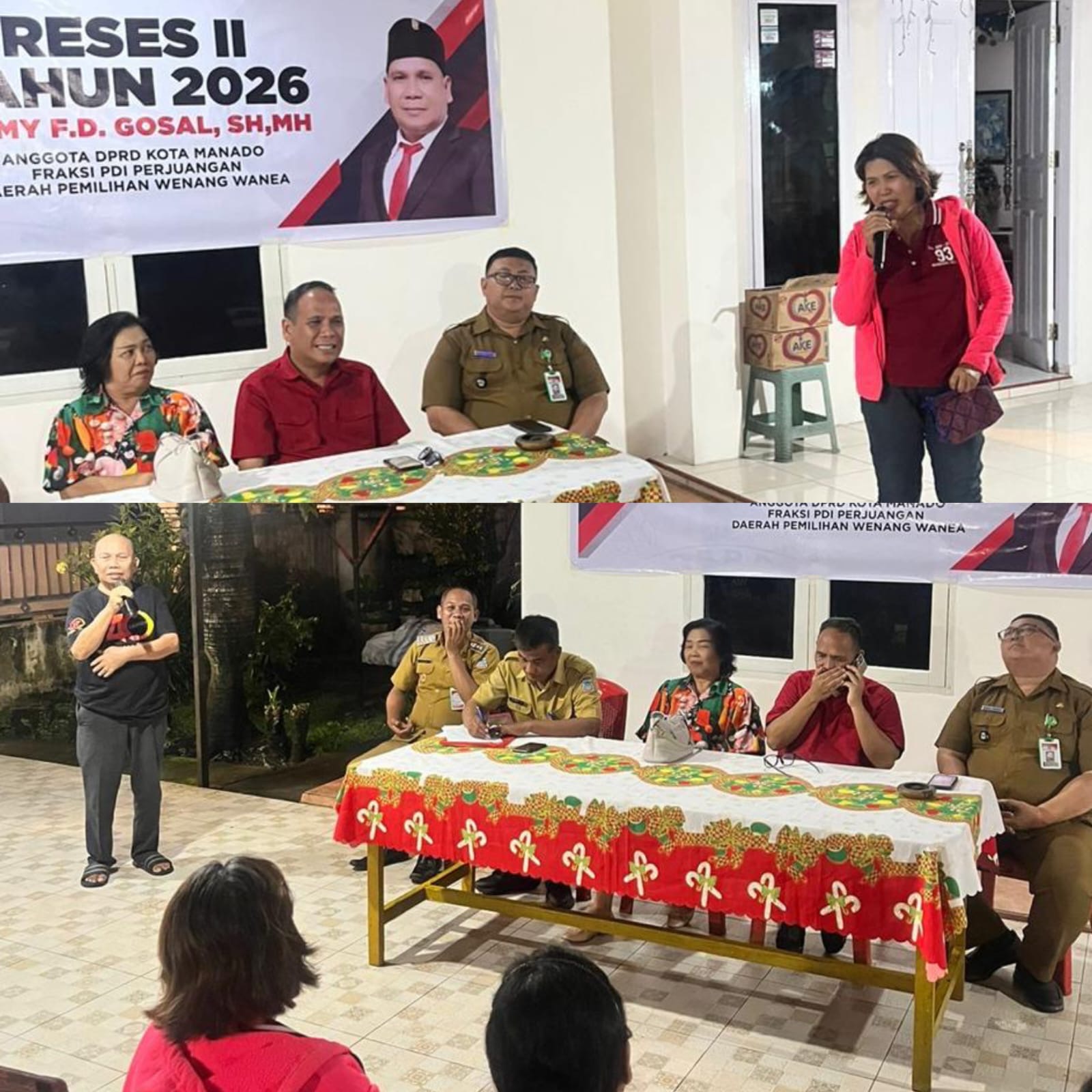 Warga Kelurahan Teling Atas saat menyampaikan aspirasi dan keluhan pada kegiatan reses Ketua Komisi 4, Jimmy Gosal, Selasa (10/3)