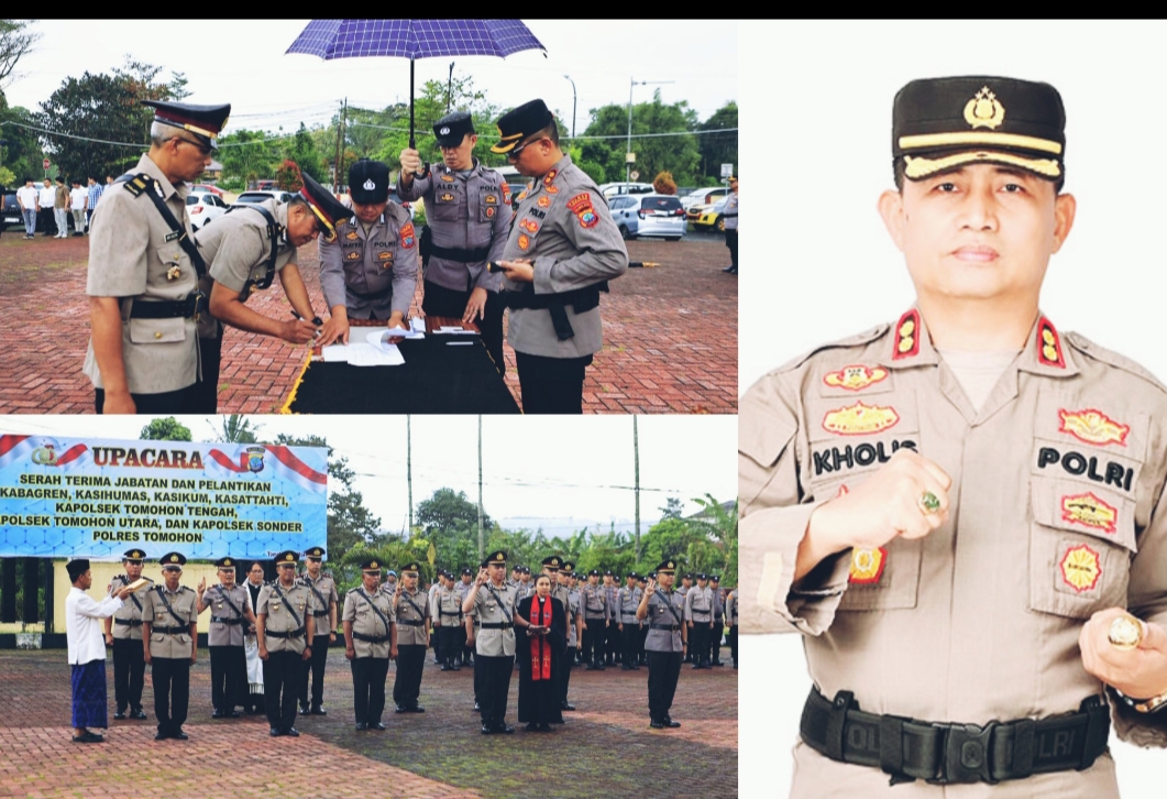 Suasana pelaksanaan Upacara Sertijab Polres Tomohon dipimpin langsung oleh Kapolres AKBP Nur Kholis SIK. Dok sihumasrestomohon