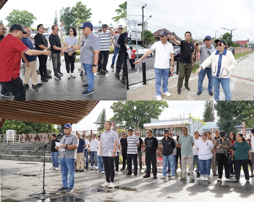 PIMPIN: Bupati Robby Dondokambey saat memimpin apel kerja bakti di Lapangan Sam Ratulangi, Tondano, Jumat (13/3/2026).