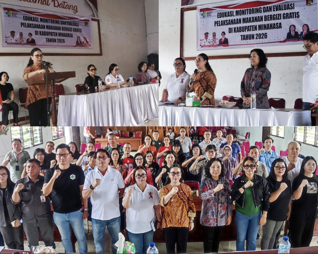 SIAP AWASI: Monitoring dan Evaluasi Program MBG di Kabupaten Minahasa digelar di Aula Dinas Pendidikan Minahasa, Jumat (13/3/2026).