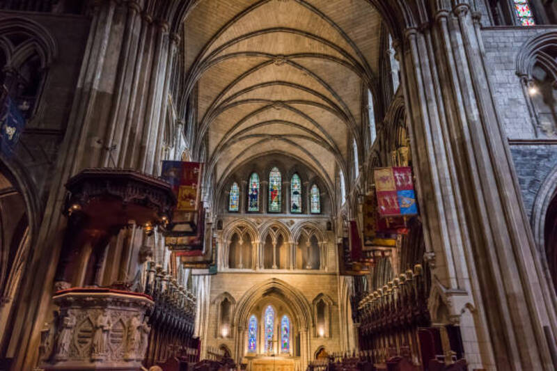 Dublin, Ireland. Photo taken 9-30-18. Photo of the Main hall inside the Saint Patricks Cathedral church.