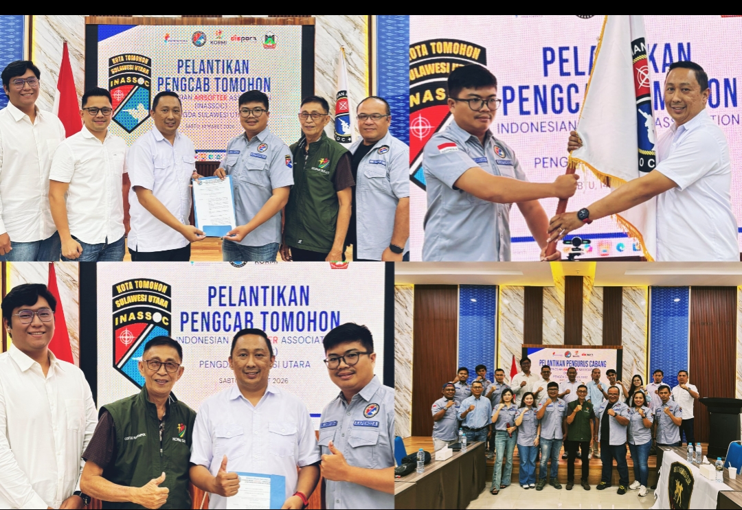 Suasana pelaksanaan pelantikan Pengurus Cabang Indonesian Airsoft Association (INASSOC) Kota Tomohon untuk masa bakti 2026-2030, dimana Mario A Rumbani ditunjuk sebagai Ketua. Dok istimewa 