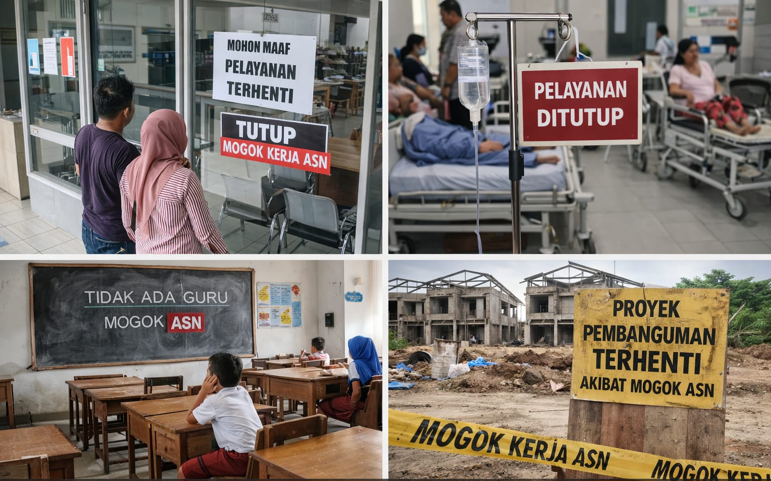ILUSTRASI: Dampak di Sulawesi Utara apabila Aparatur Sipil Negara (ASN) benar-benar melakukan mogok kerja massal. (Foto AI)