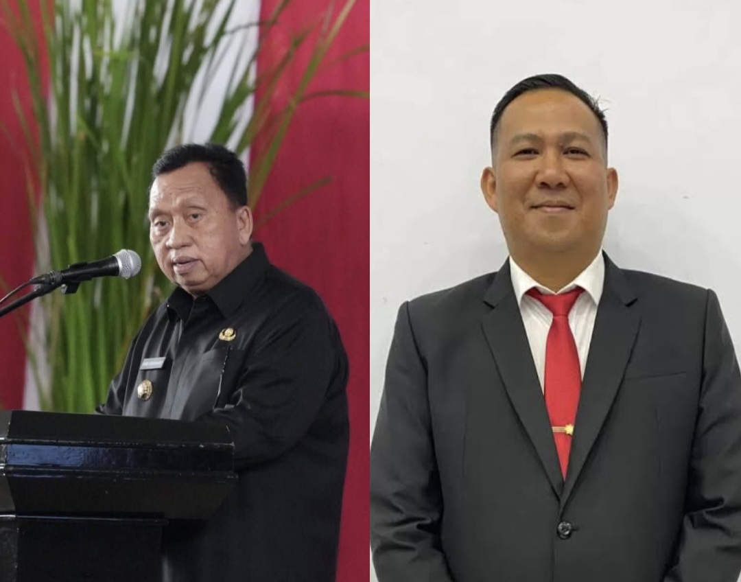Bupati Robby Dondokambey (kiri) dan Kepala Dinas Perdagangan Lona Wattie (kanan)