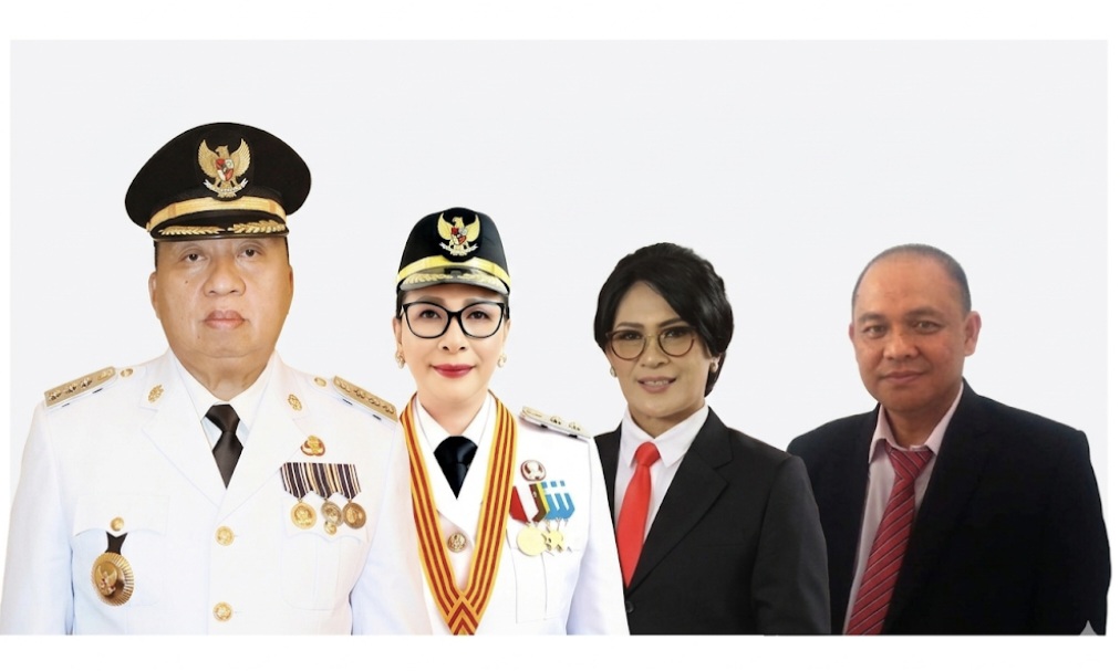 Bupati Robby Dondokambey, Wakil Bupati Vanda Sarundajang, Sekkab Lynda Watania, dan Kepala DLH Novry Lontaan