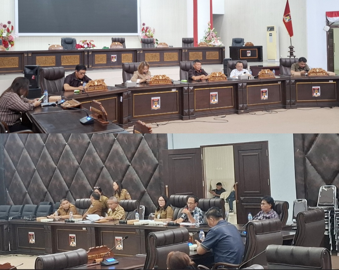 BAHAS: Rapat pembahasan Ranperda Perumda Rano Manguni Minahasa di Ruang Sidang DPRD Minahasa, Senin (30/3/2026).
