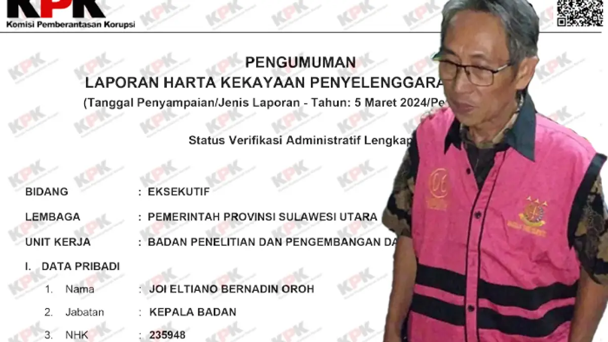 LHKPN Joi Oroh (JO), yang kini tersandung dugaan korupsi bantuan korban bencana Gunung Ruang di Kabupaten Kepulauan Sitaro.