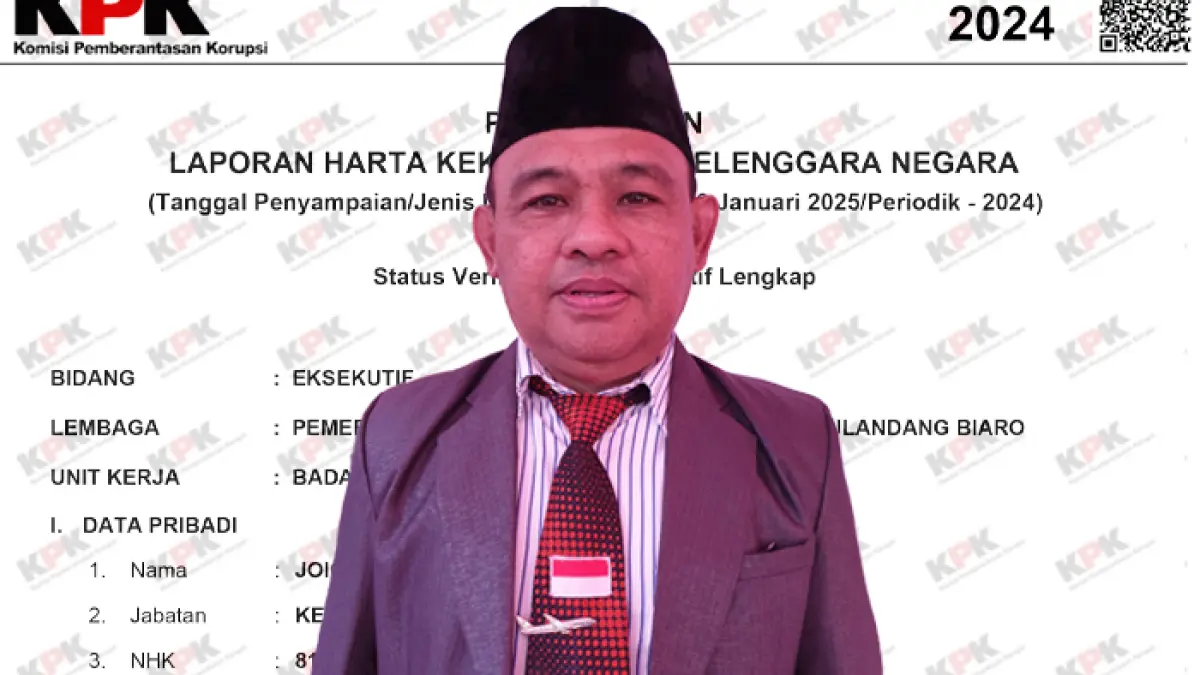 LHKPN Joi Sagune (JS), yang kini tersandung dugaan korupsi bantuan korban bencana Gunung Ruang di Kabupaten Kepulauan Sitaro.