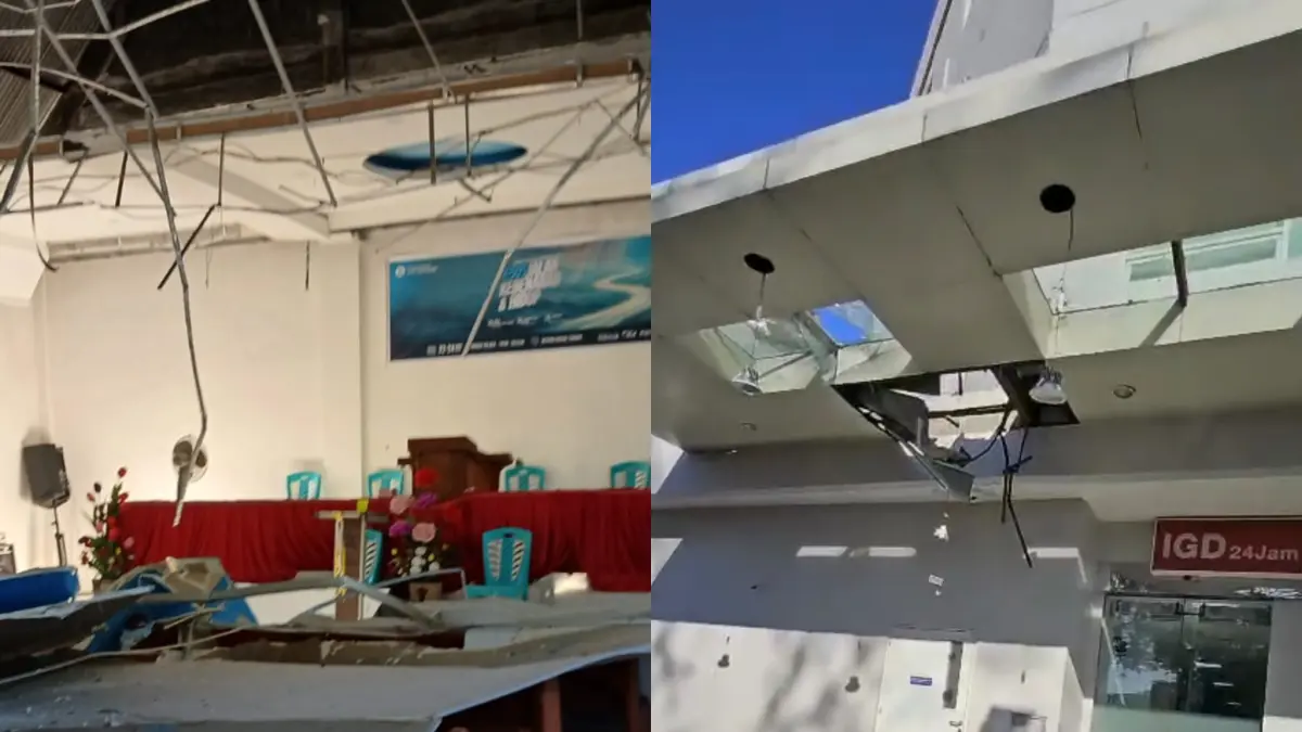 Bangunan di Kota Manado yakni rumah ibadah dan rumah sakit yang dilaporkan terdampak gempa, Kamis (2/4). 