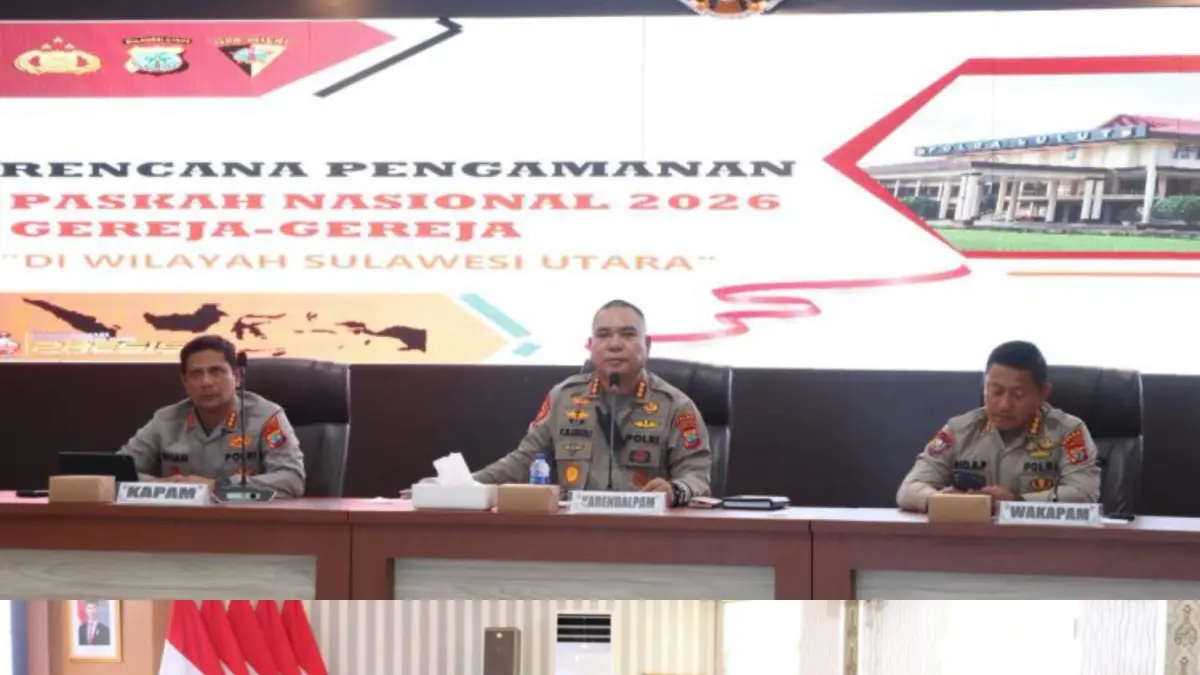 Rapat di Polda Sulut soal kesiapan pengamanan dalam rangka Paskah Nasional 2026 yang digelar di Kota Manado