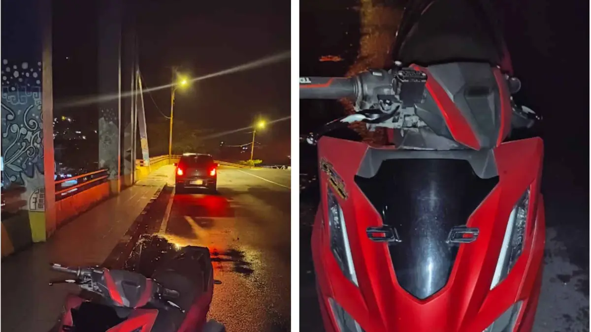 Kendaraan roda dua yang ditemukan di lokasi TKP, Jembatan Tito, Tahuna.