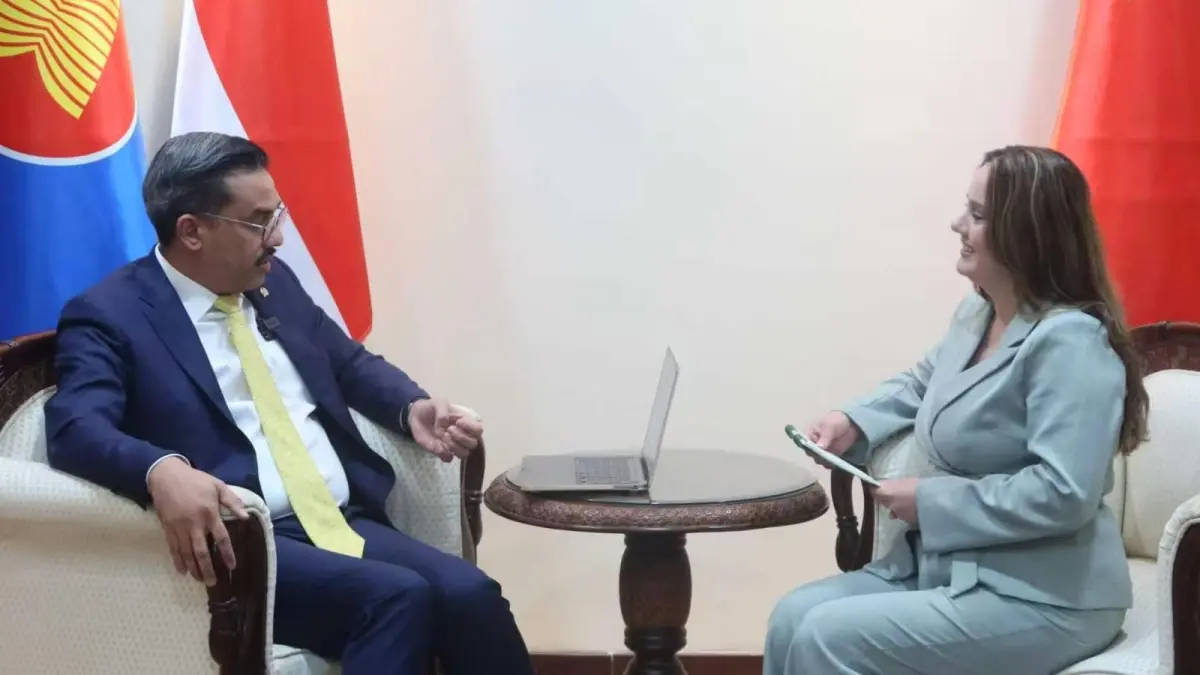 Menteri UMKM Maman Abdurrahman, jadi salah satu narasumber dalam wawancara bersama Ioana Gomoi di CGTN, bagian dari China Media Group. 