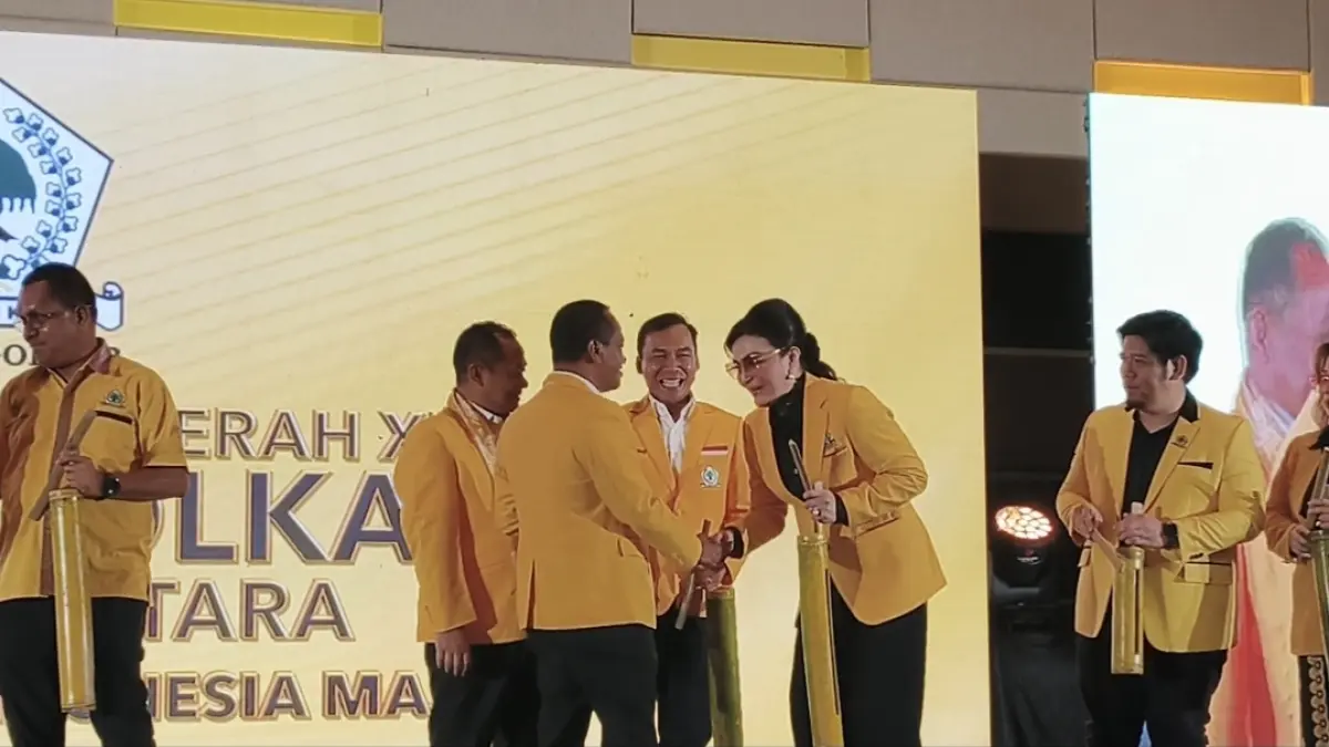 KOLABORASI: Suasana Musda Partai Golkar Provinsi Sulawesi Utara ke-XI yang dihadiri Ketua Umum DPP Partai Golkar Bahlil Lahadalia.