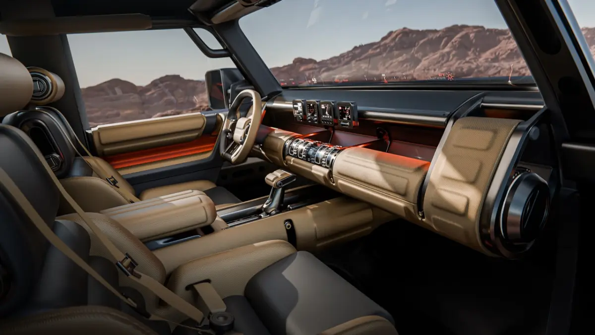 Interior Hyundai Boulder Concept tangguh dan praktis, dirancang untuk kenyamanan di medan ekstrem.
