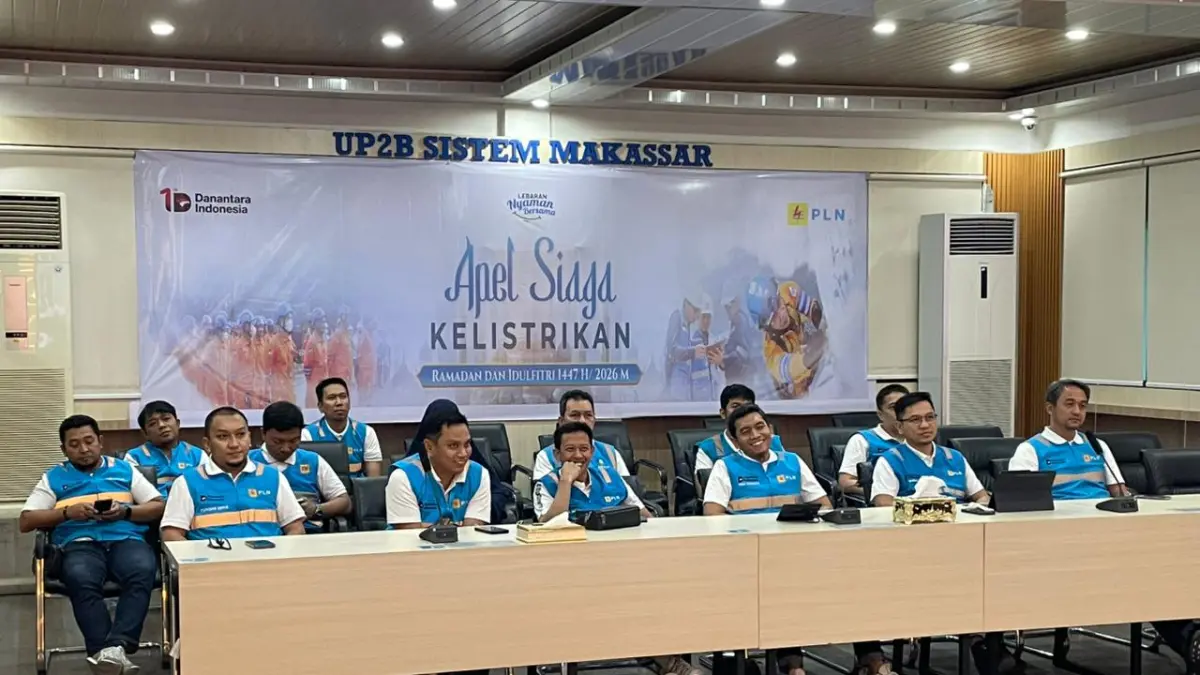 Suasana Checkpoint Kondisi Kelistrikan Siaga Ramadan dan Idulfitri (RAFI) 1447 H / 2026 M serta Hari Suci Nyepi dalam agenda BoD Menyapa Unit yang dilaksanakan pada 19 Maret 2026. Kegiatan ini dihadiri oleh jajaran Manajemen PLN UIP3B Sulawesi bersama Executive Vice President Transmisi Kalimantan, Sulawesi, Maluku, Papua, dan Nusa Tenggara (EVP TKS) PLN, Abdul Salam Nganro, serta VP Konstruksi dan Pemeliharaan Transmisi, Rahmat, yang mengikuti kegiatan secara daring sebagai bagian dari pemantauan langsung kesiapan sistem kelistrikan Sulawesi selama periode siaga RAFI 2026.