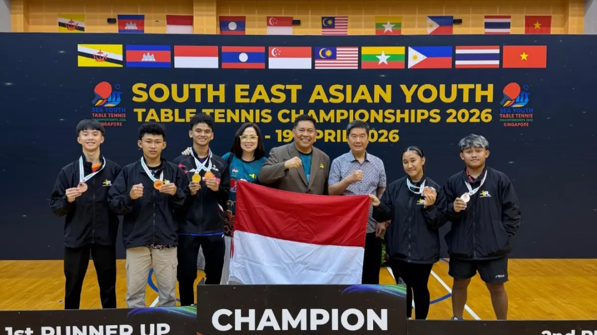 BERPRESTASI: Tim tenis meja Indonesia menorehkan prestasi membanggakan pada ajang ITTF-ATTU SEA Youth Championships Singapore 2026 yang berlangsung pada 14-19 April 2026 di Singapura.&nbsp;