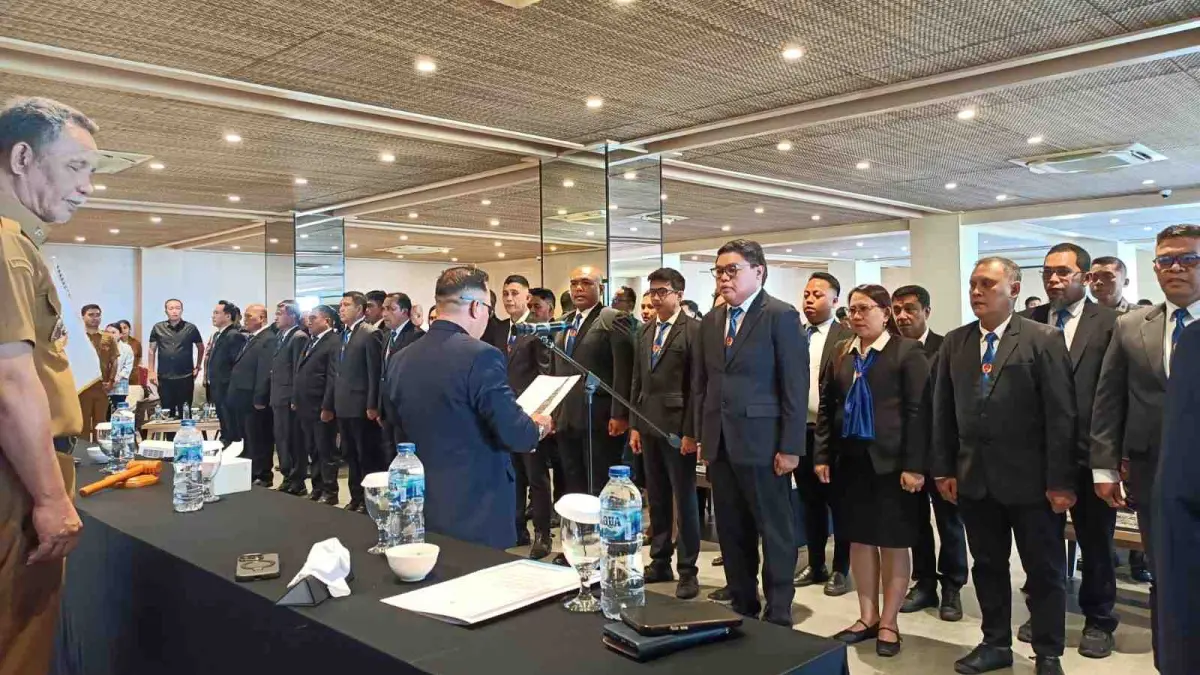 Pelantikan pengurus KONI Kabupaten Sangihe periode 2025-2029, bertempat di Ballroom Tahuna Beach Hotel, Selasa (21/004/26).