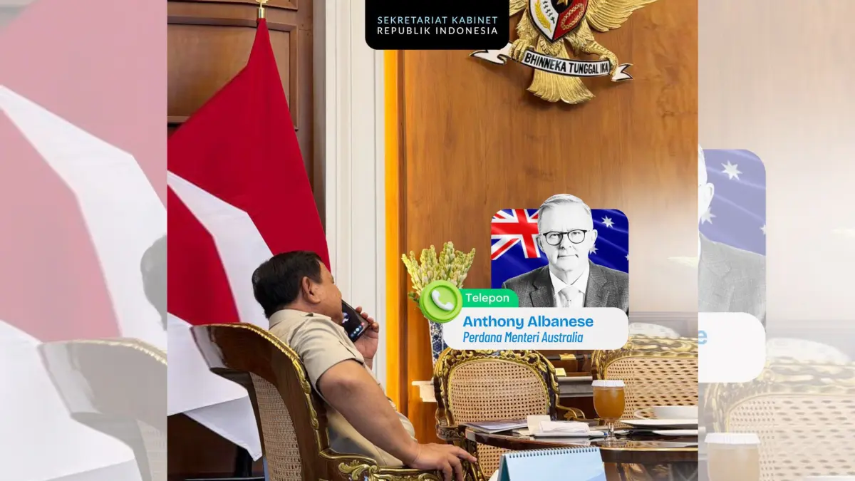 Presiden Prabowo Subianto menerima sambungan telepon dari Perdana Menteri Australia Anthony Albanese pada Selasa sore, 21 April 2026. 