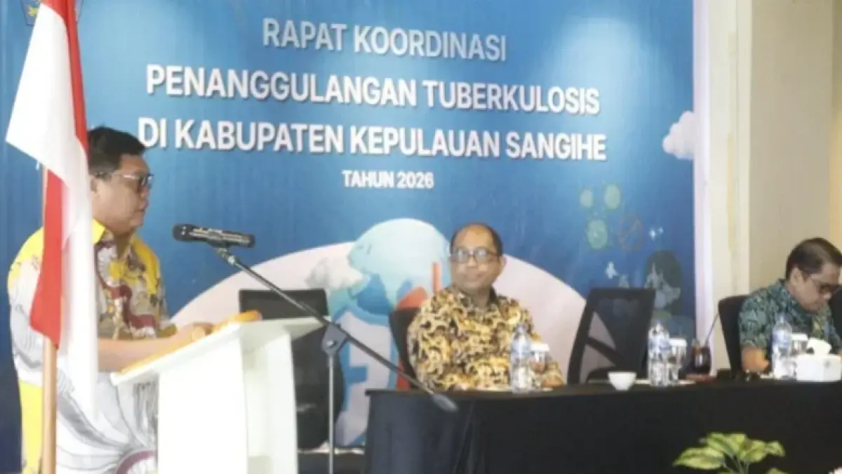 Wabup Tendris Bulahari saat membuka kegiatan rakor penanggulangan tuberkolosis di Sangihe, bertempat di Ballroom Tahuna Beach Hotel, Kamis (23/04/26). Foto : Ist