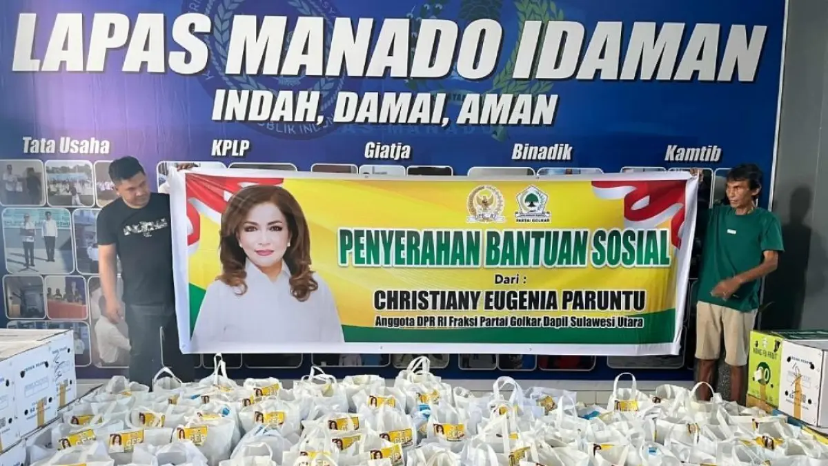 GUYUR: Dr (HC) Christiany Eugenia Paruntu S.E S.Th MA kembali menggulirkan aksi sosial dengan menyalurkan 3.500 paket sembako bagi warga binaan di sejumlah lembaga pemasyarakatan serta masyarakat yang membutuhkan.