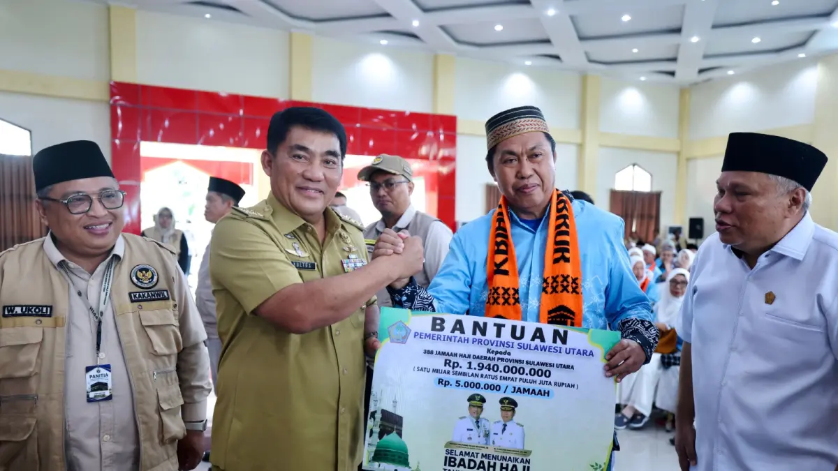 Pelepasan 394 jemaah haji asal Sulawesi Utara yang akan menunaikan ibadah haji tahun 2026.