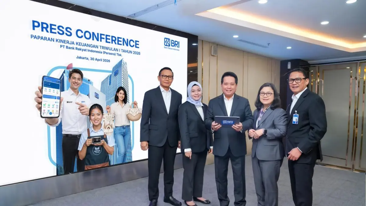 Jajaran Direksi BRI usai Press Conference Kinerja Keuangan BRI Triwulan I 2026 di Kantor Pusat BRI pada Kamis (30/4).