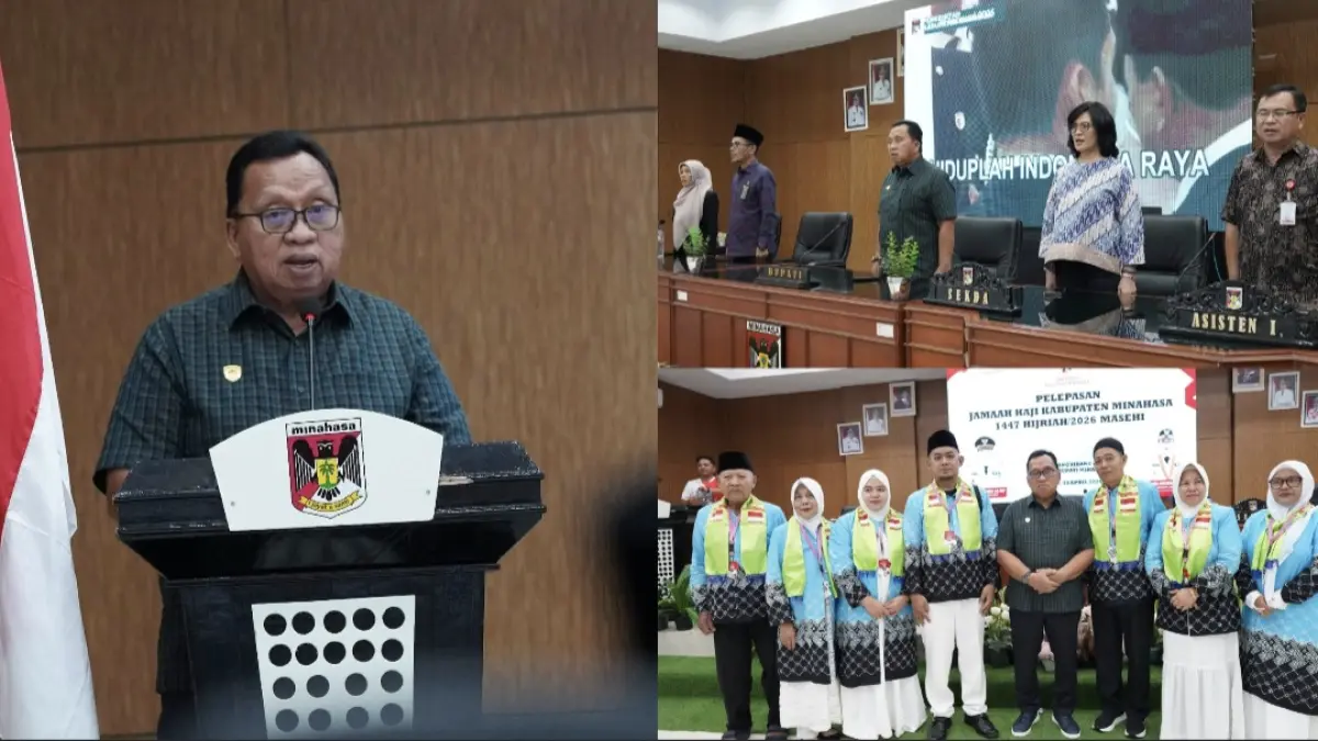LEPAS: Bupati Robby Dondokambey saat melepas para jemaah haji Kabupaten Minahasa, Kamis (30/4/2026).