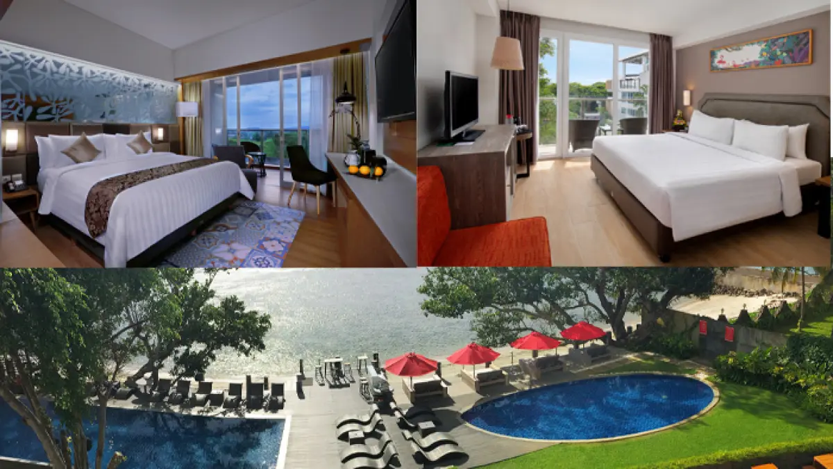 Kamar Deluxe The Alana Hotel & Conference Center - Sentul City, Kamar Premier Harper Kuta Bali, Kolam Renang Aston Anyer Beach Hotel. (Dok Archipelago)
