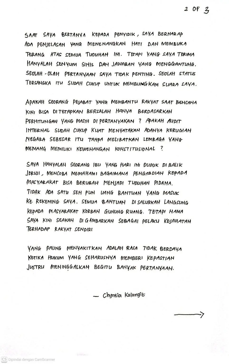 Surat Chyntia Kalangit.