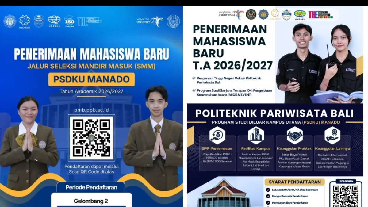 Mahasiswa asal Tomohon yang ingin berkontribusi dalam pengembangan daerah sebagai destinasi wisata bisa menempuh pendidikan tinggi kepariwisataan di Poltekpar Bali Kampus Kalasey. Dok istimewa 