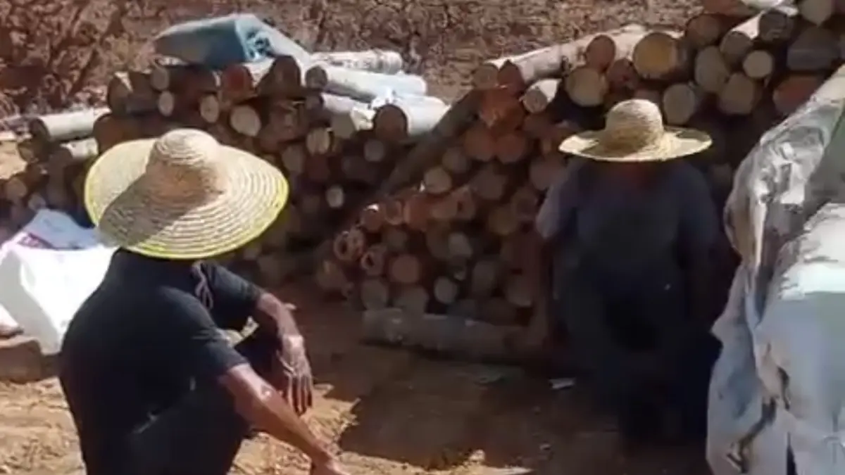 Tangkapan layar video yang memperlihatkan aktivitas diduga dua orang WN Tiongkok di lokasi tambang emas Sangihe, Selasa (12/5).