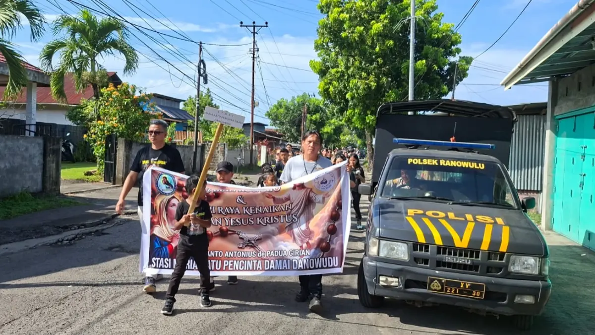 Personel Polres Bitung melaksanakan pengamanan dan patroli intensif dalam perayaan Ibadah Kenaikan Yesus Kristus.(Dok Istimewa)