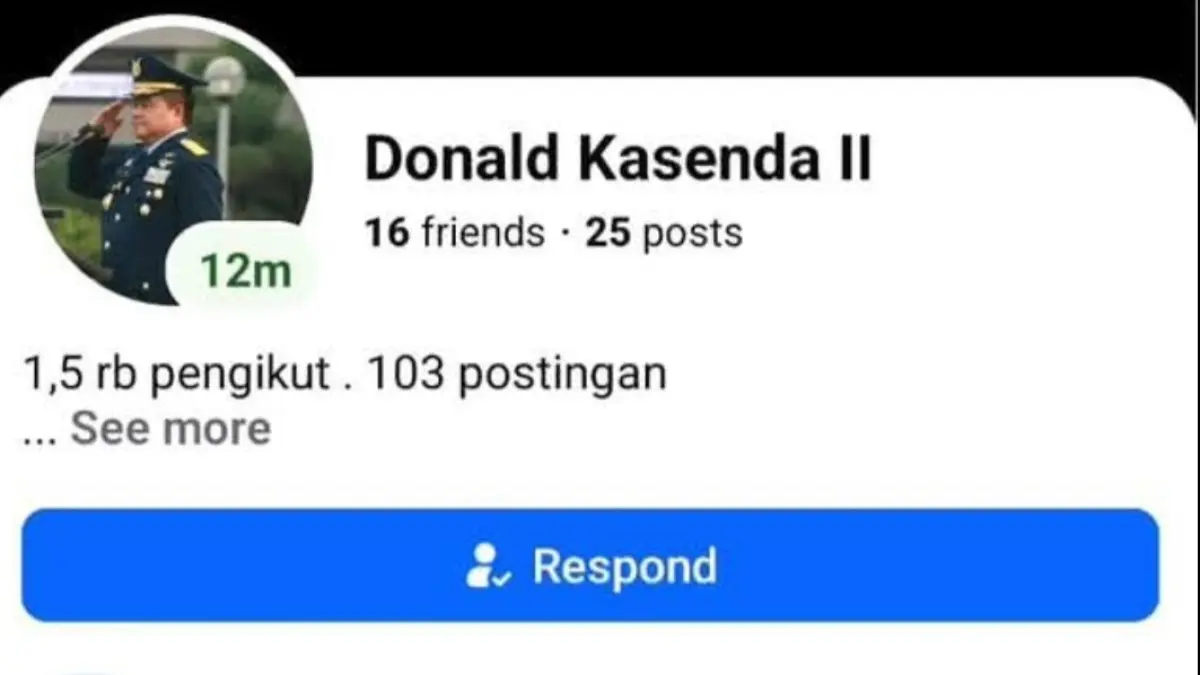 WASPADA: Akun Facebook atas nama “Donald Kasenda II” bukan merupakan akun resmi milik Donald Kasenda yang saat ini menjabat sebagai Gubernur Akademi Angkatan Udara (AAU)