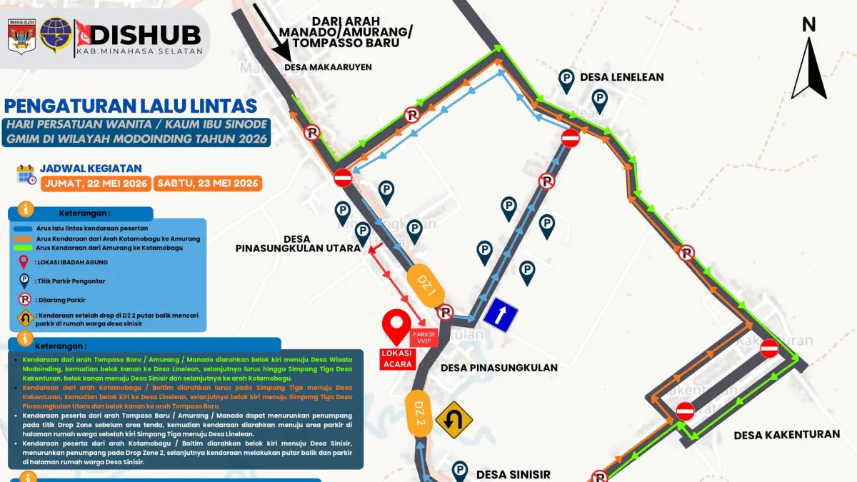 PERHATIKAN: Rekayasa Lalulintas dalam kegiatan Hapsa WKI GMIM di Modoinding.