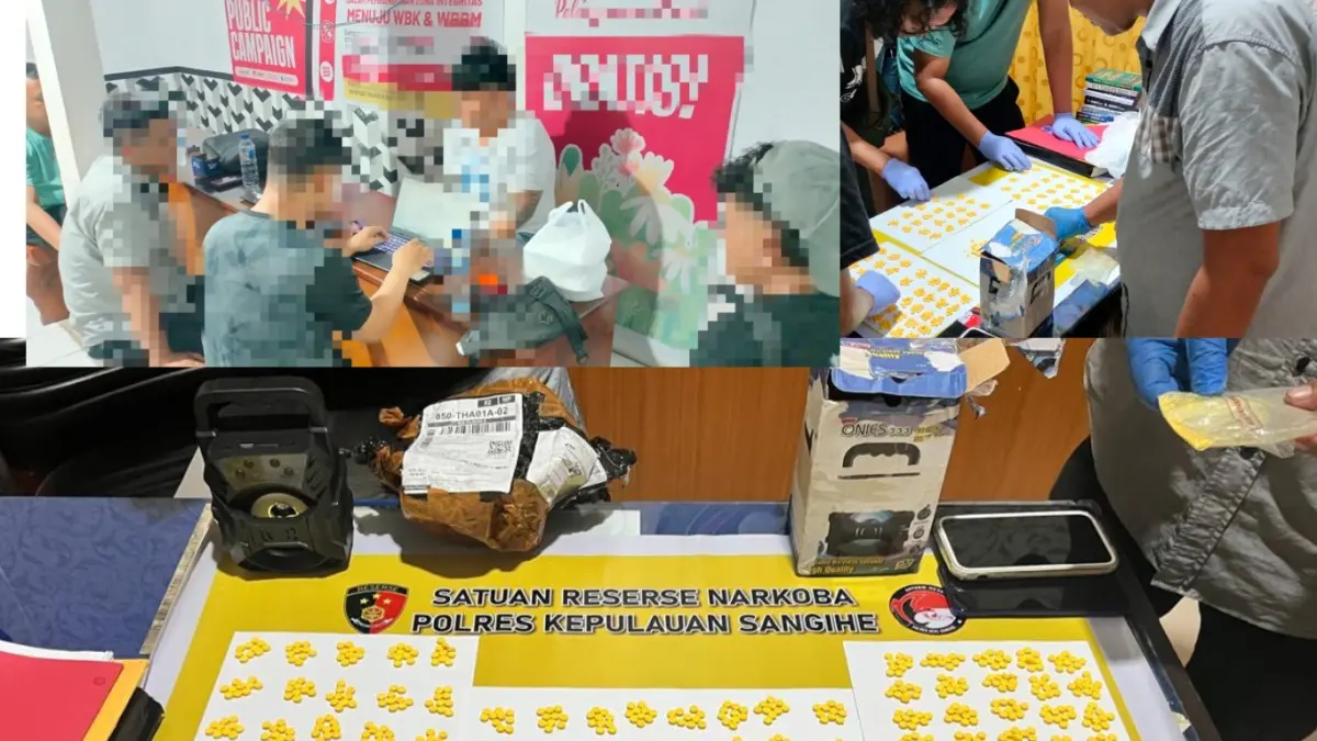 Barang Bukti ribuan obat keras yang diamankan Satres Narkoba Polrest Sangihe.