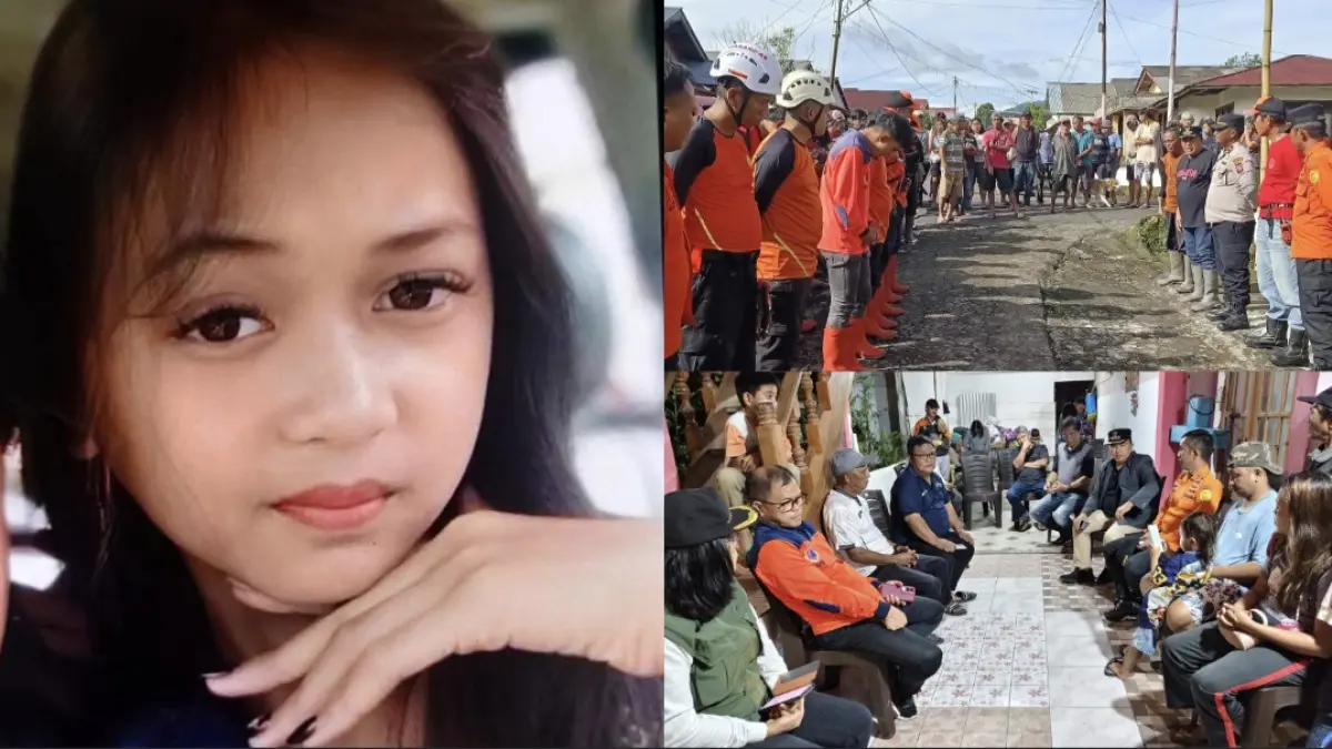 PENCARIAN ORANG HILANG: Foto korban hilang dan personel gabungan saat melakukan pencarian, Minggu (24/5/2026).