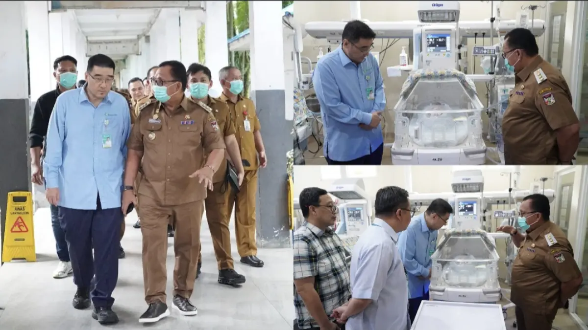 PASTIKAN: Bupati Robby Dondokambey databg langsung memastikan kondisi bayi Natanael dj RSUP Kandou Malalayang, Senin (25/5/2026).
