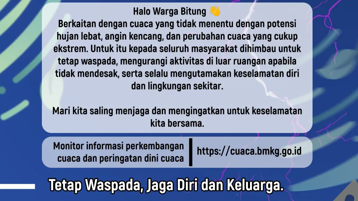 Imbauan Pemkot Bitung waspada cuaca ekstrem.(Dok Istimewa)